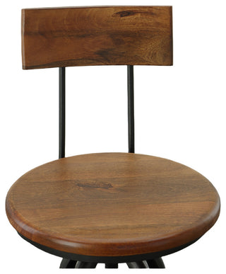 Ryder Adjustable Stool With Back, Chestnut/Black
