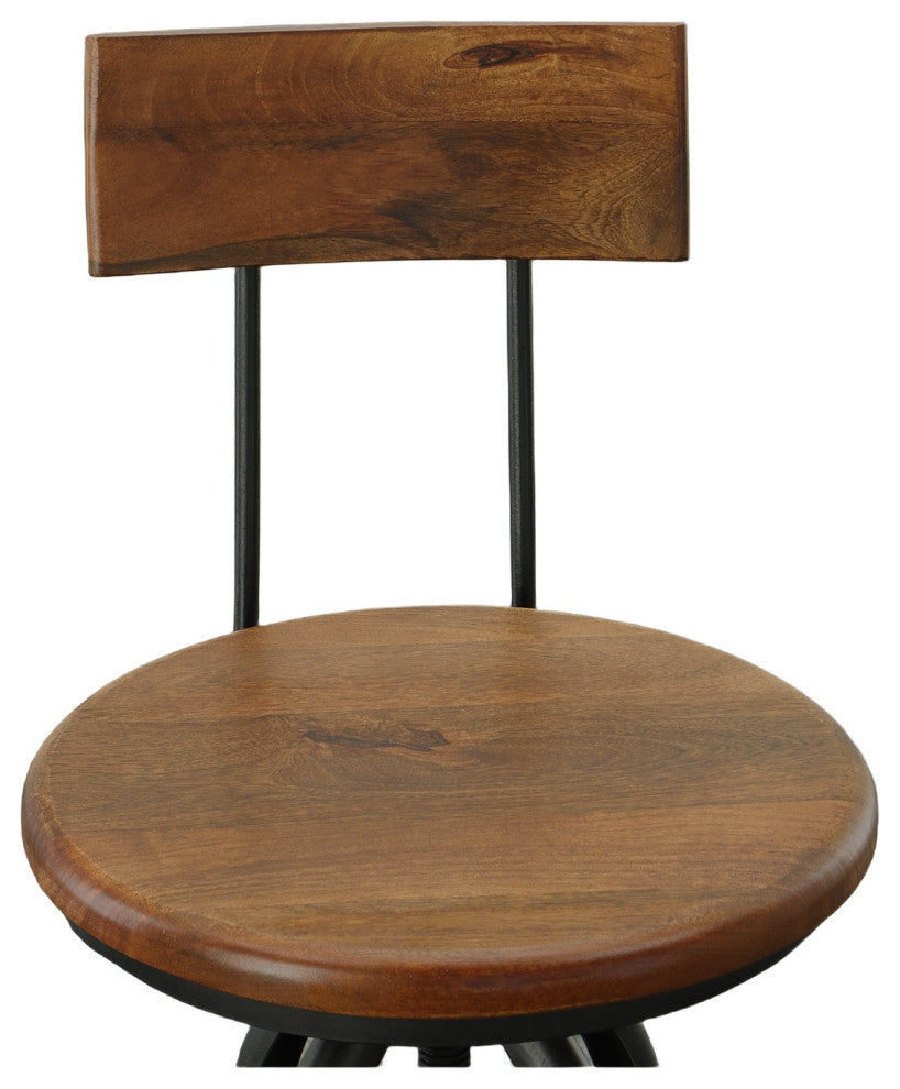 Ryder Adjustable Stool With Back, Chestnut/Black