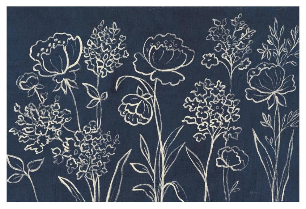 "Indigo Floral I" Digital Paper Print by Silvia Vassileva, 62"x42"