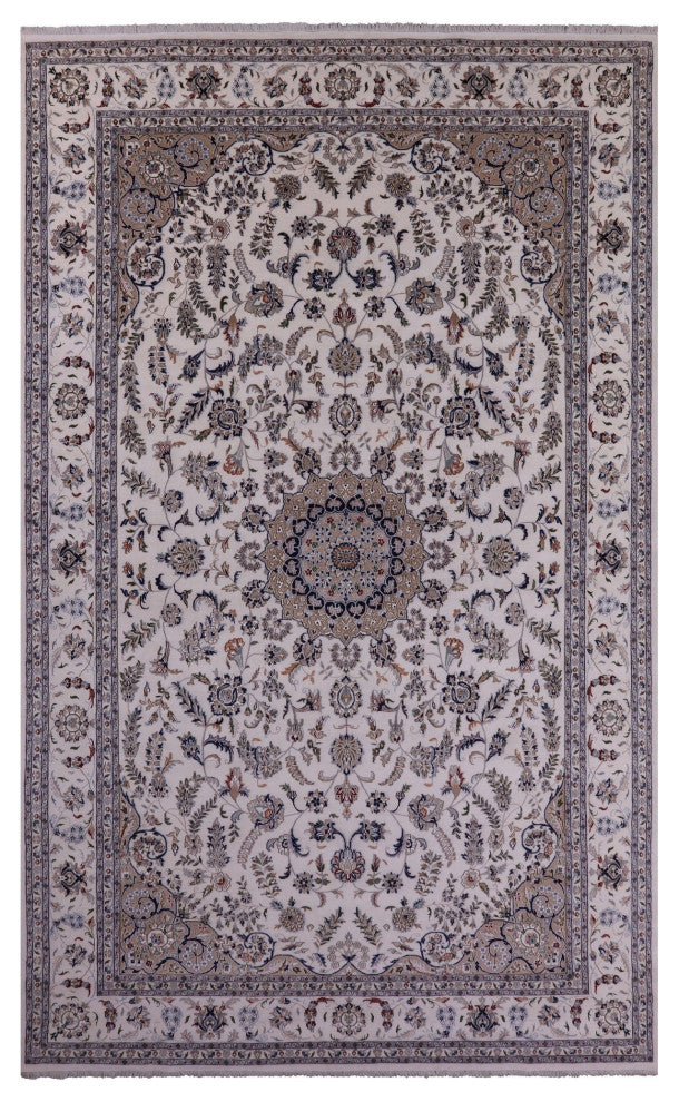 10' 7" X 17' 5" Wool and Silk Persian Nain Hand Knotted Rug Q9349