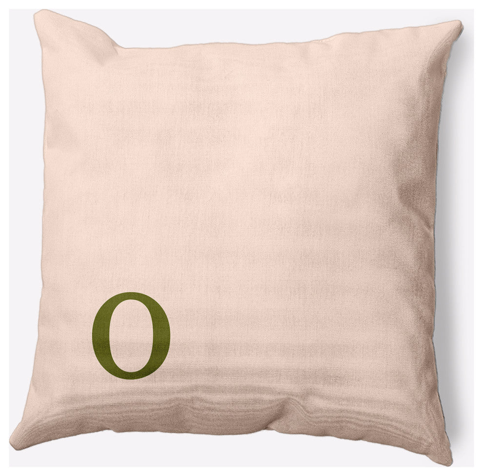 18" x 18" Modern Monogram Indoor/Outdoor Polyester Throw Pillow, Olive