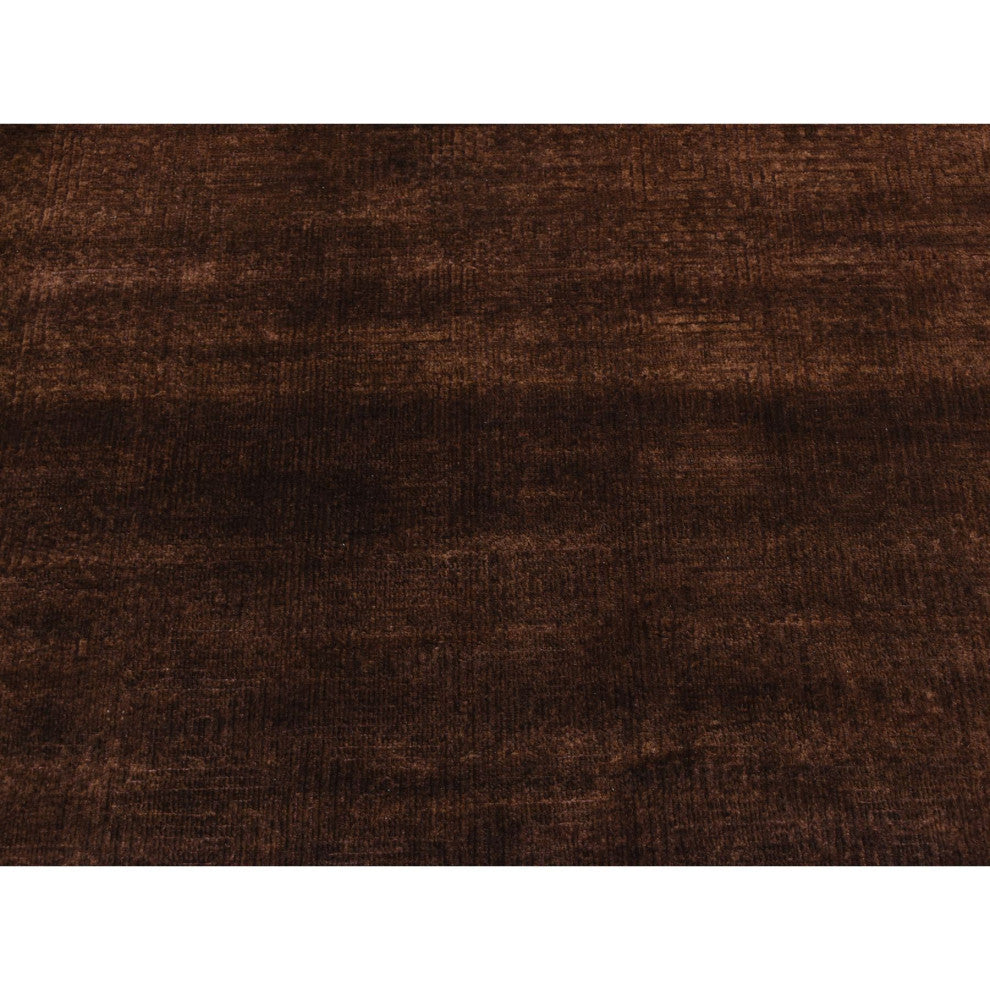 Bistre Brown, Hand Knotted, Wool and Silk, Roman Key Design, Rug, 4'x5'8"
