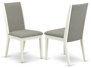 3Pc Wood Dining Set, Round Table, 2 Chairs, Shitake Chairs Seat, Linen White