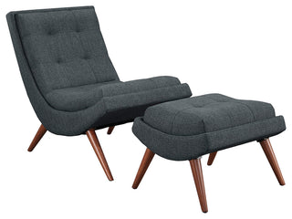 Modern Gray Ramp Upholstered Fabric Lounge Chair Set