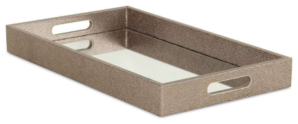Labai Faux Shagreen, Mirrored Tray, Rose Gold