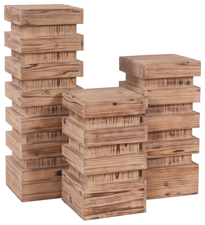 Howard Elliott Stepped Natural Wood Pedestal, 12"x12"x28"