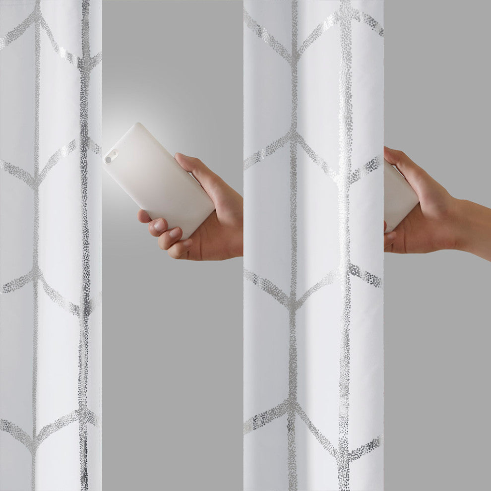 Intelligent Design Raina Total Blackout Metallic Print Grommet Top Curtain Panel