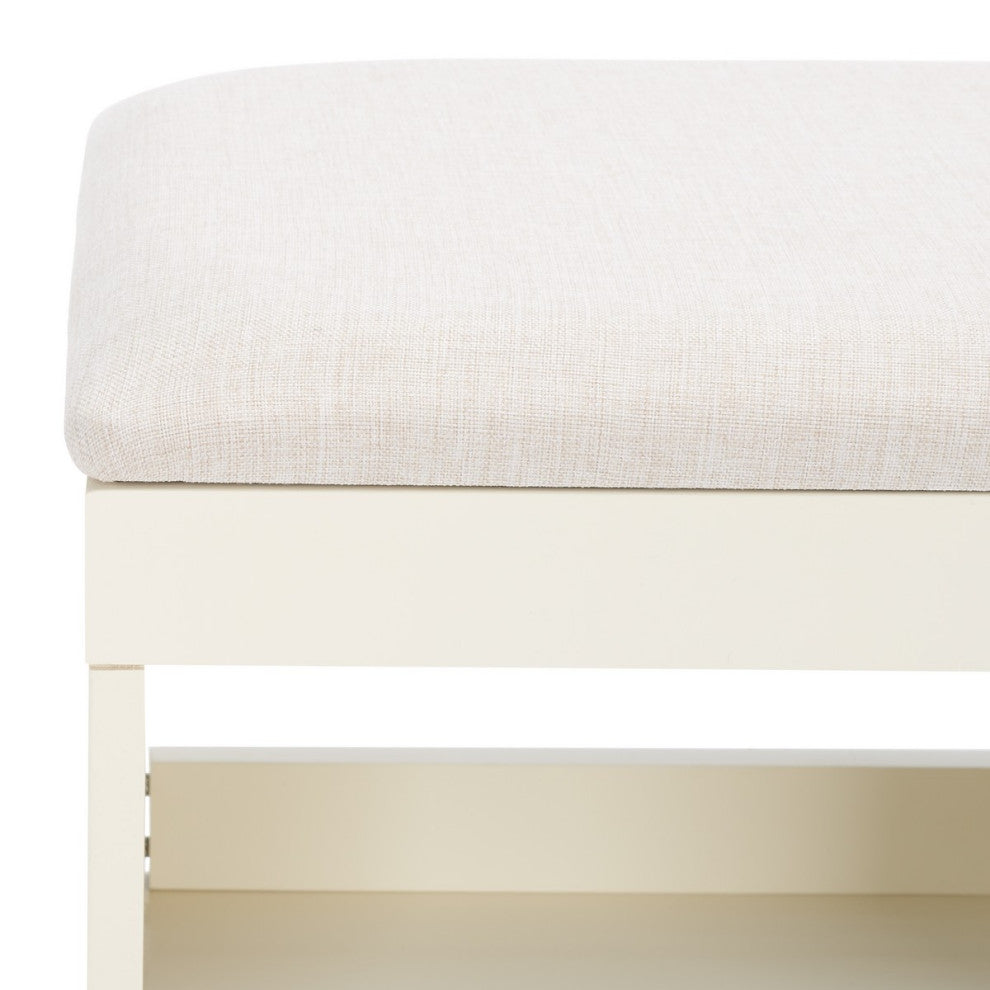 Safavieh Cricket Open Shelf Bench, Creme/Creme