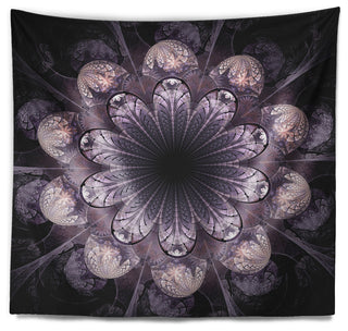 Dark Pink Fractal Flower Pattern Abstract Wall Tapestry, 92"x78"