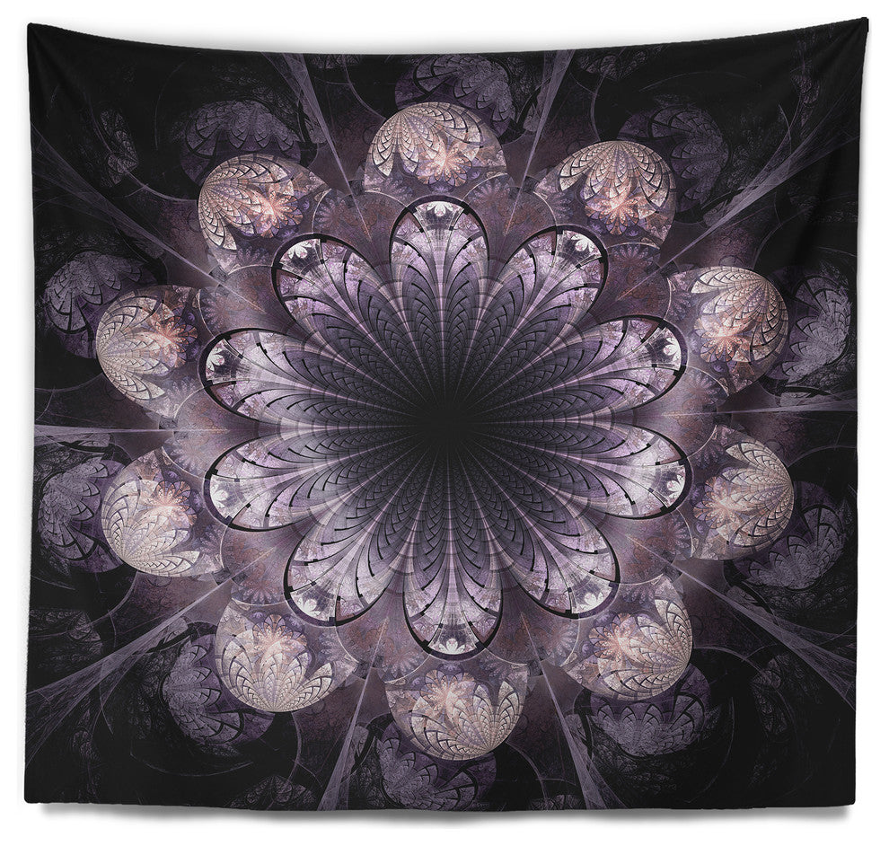 Dark Pink Fractal Flower Pattern Abstract Wall Tapestry, 92"x78"
