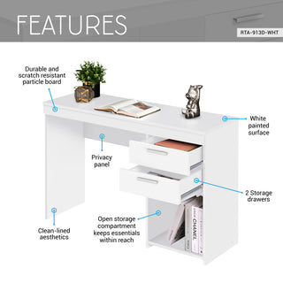 Techni Mobili Home Office Workstation with Storage, White