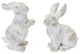 White Washed Rabbit Figurine, 2-Piece Set