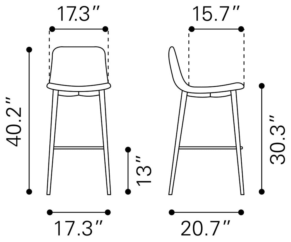 Bar Stool Chair, Set of 2, Faux Vinyl Leather, Steel, White, Dark Gray