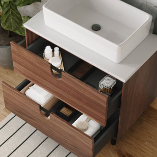 Newton Bath Vanity, Walnut, 30", Single Sink, Freestanding