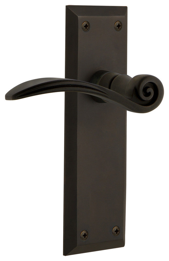New York Plate With Swan Lever, Oil-Rubbed Bronze, Passage, Non-Handed
