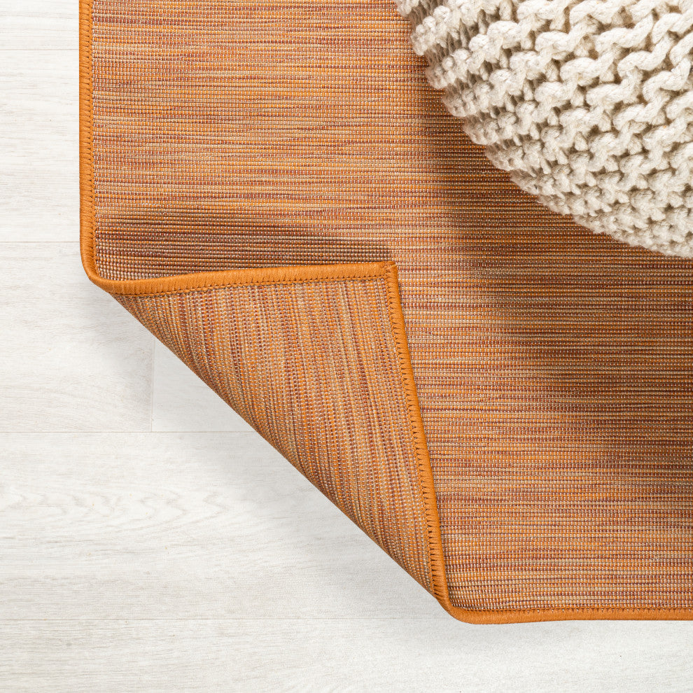 Ethan Modern Flatweave Solid, Orange, 9 X 12