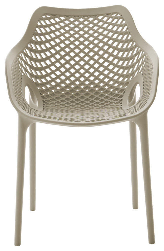 Mykonos Outdoor Patio Dining Chair (Set of 4), Taupe, With Arms