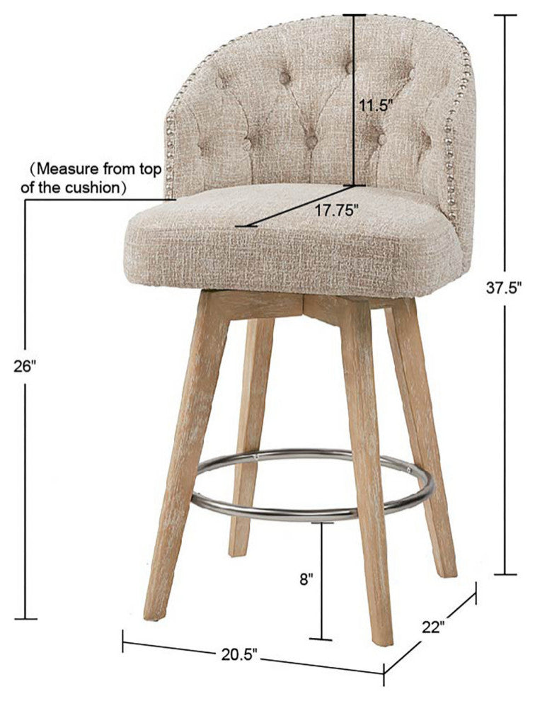 Madison Park Modern Swivel Chair Counter Height Bar Stools, Cream