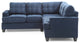 Partington Suede Sectional, Navy Blue Suede
