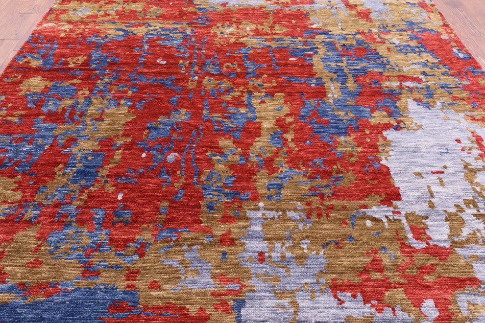 8' 10" X 11' 7" Handmade Abstract Wool Rug Q8982