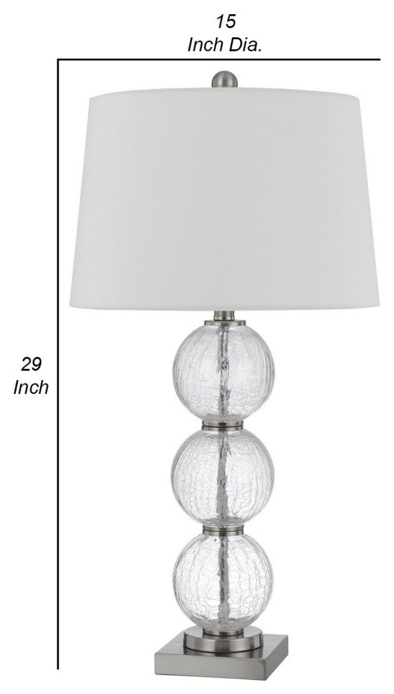 Benzara BM282160 29" Accent Table Lamp Set of 2, Crackle Glass balls, Silver
