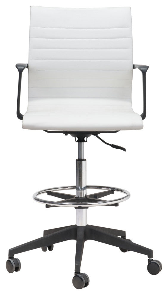 Computer Work Chair, Fabric, Steel, White, Black, Chrome, Home Business Office