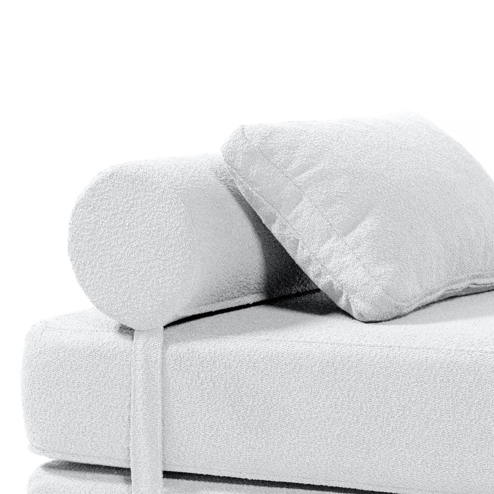 Jaxx Avida Daybed, Fold Out Queen Sleeper / Lounger Premium Boucle, Boucle White