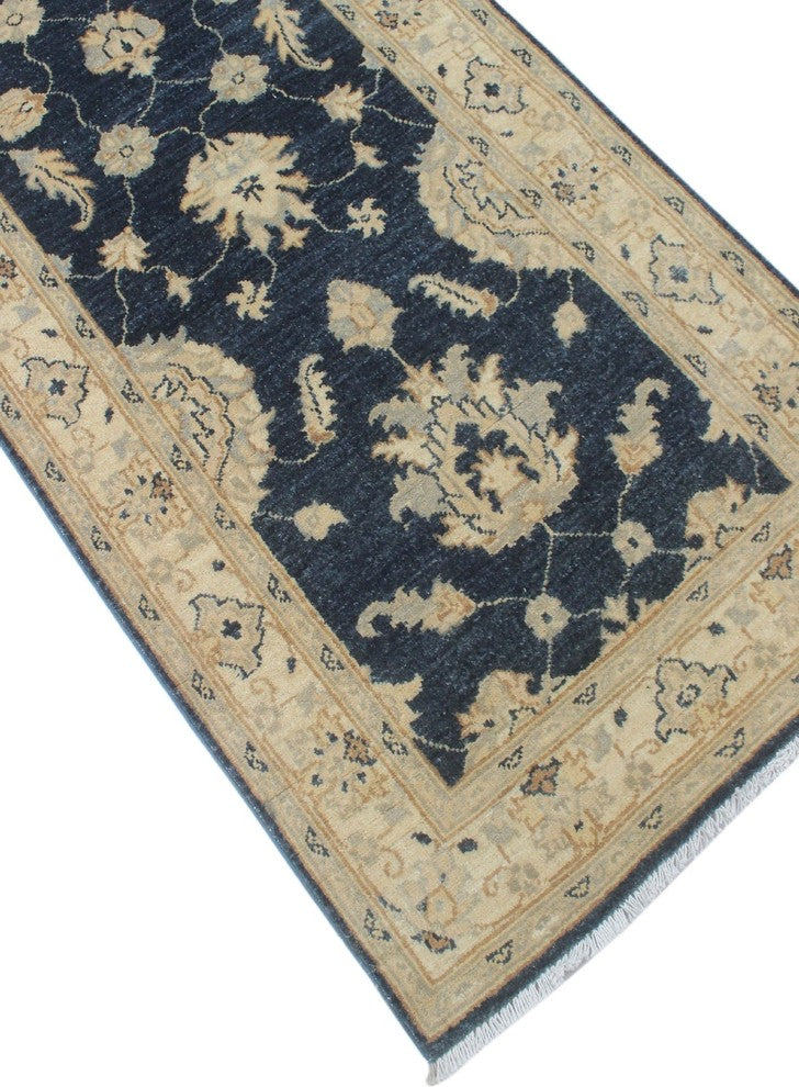 Yousafi Fine Chobi Malaak Gray and Beige Runner, 2''7x18''9