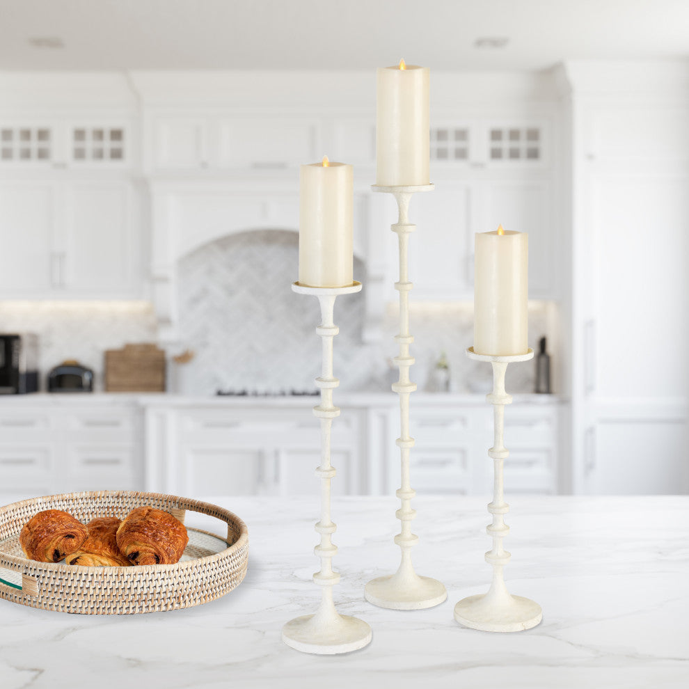 Abacus Candle Stands, Set of 3, White