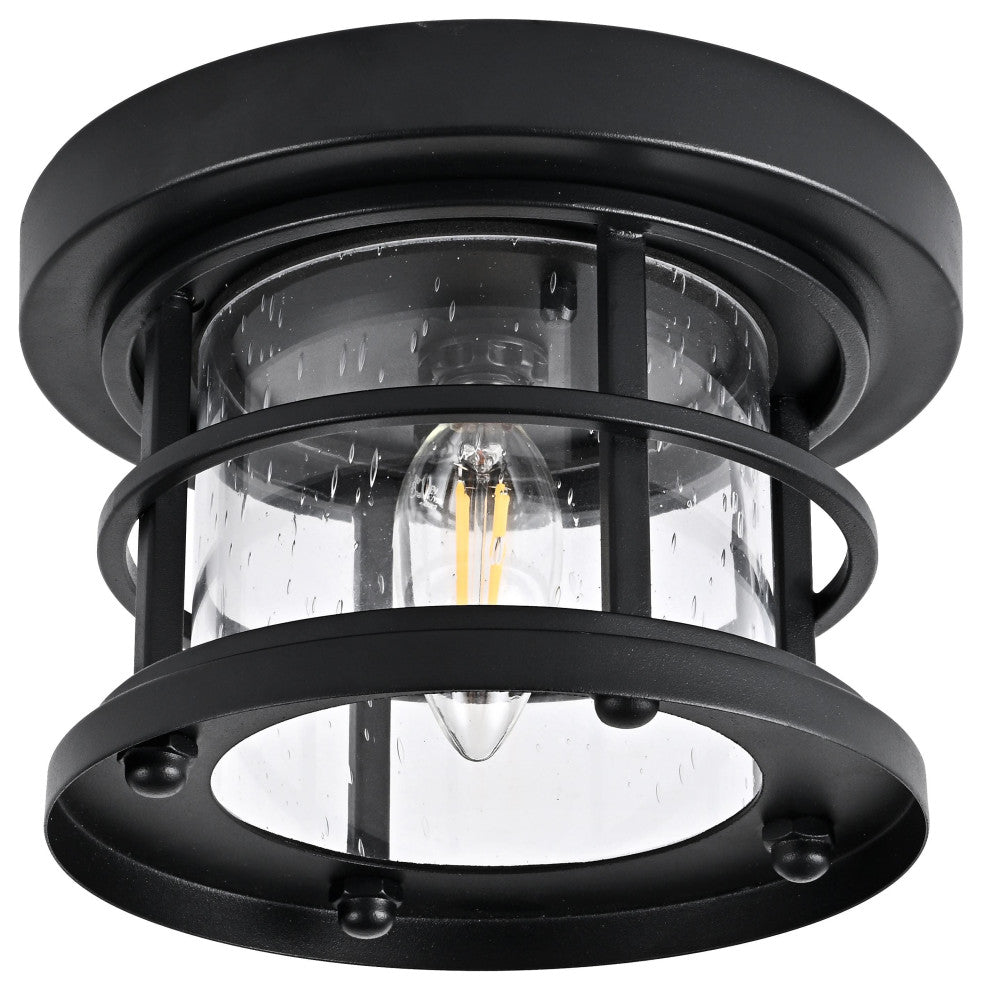 Home Living 8" Outdoor Flush Mount, Black