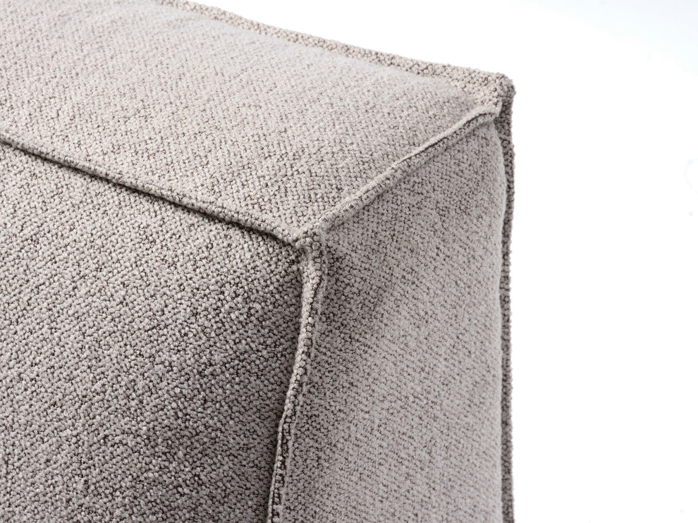 Deep Seat Modular Small Chaise Sectional, 2 Piece, Taupe Boucle, Right