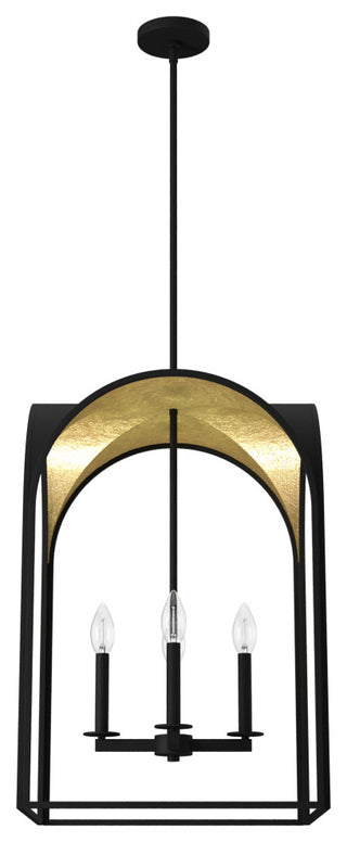 Hunter 18" Dukestown Natural Iron, Gold Leaf 4 Light Pendant Ceiling
