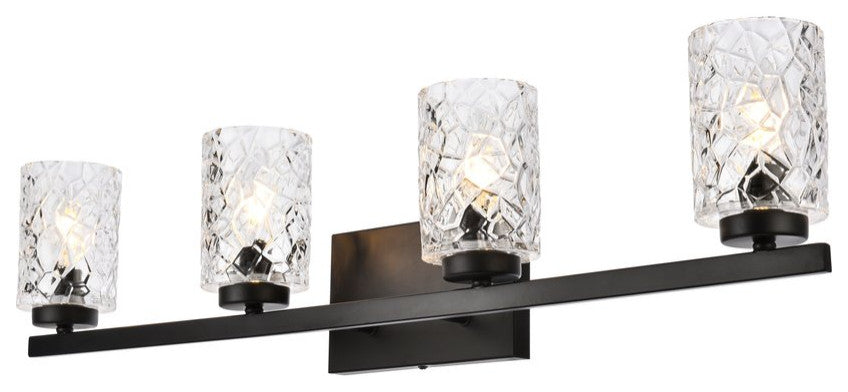 Conor 4-Light Bath Sconce, Black With Clear Shade
