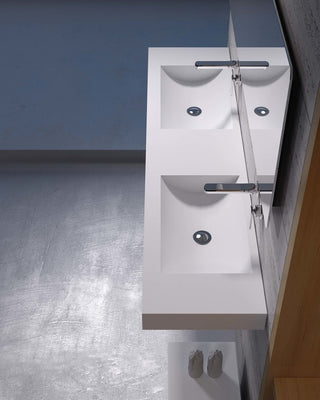 ADM Rectangular Wall Mounted Sink, White, 65", Matte White