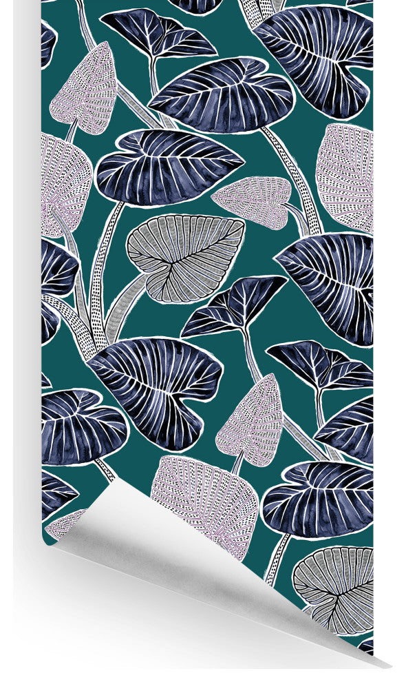 Palma Wallcovering, Teal, Roll, Peel and Stick