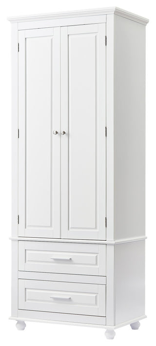 70" Wood 2-door Bath Cabinet, Adjustable Shelves, White