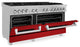 ZLINE 60" Dual Fuel Range, DuraSnow With Red Gloss Door RAS-RG-60