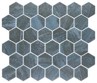 Cassis 2" Hex Black Porcelain Floor and Wall Tile Sample