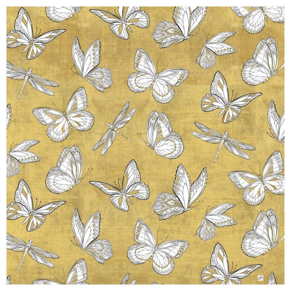 "Color my World Butterfly Pattern Gold" Print by Daphne Brissonnet, 20"x20"