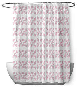 70"Wx73"L Holly Stripes Shower Curtain, Light Pink