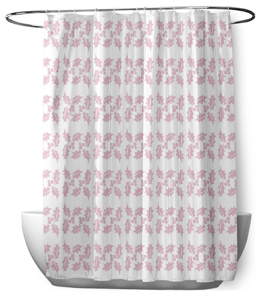 70"Wx73"L Holly Stripes Shower Curtain, Light Pink