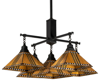 38" Square Prairie Corn 5 Light Chandelier
