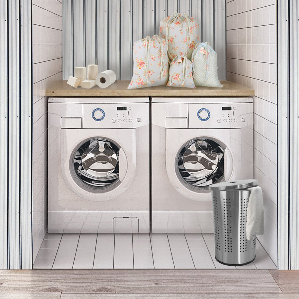 46L Laundry Hamper, Brushed Stainless Steel