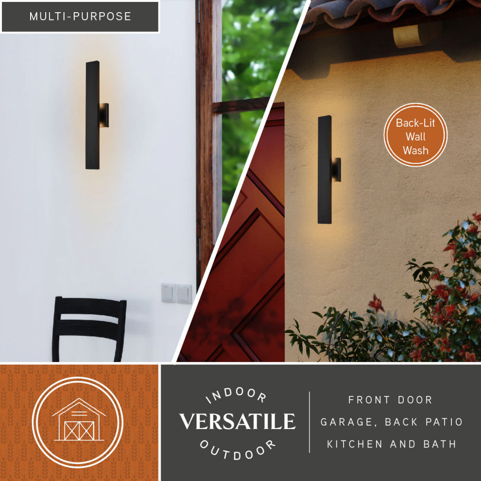 Owen Aluminum 1-Light Backlit LED Matte Black Indoor Outdoor Wall Light