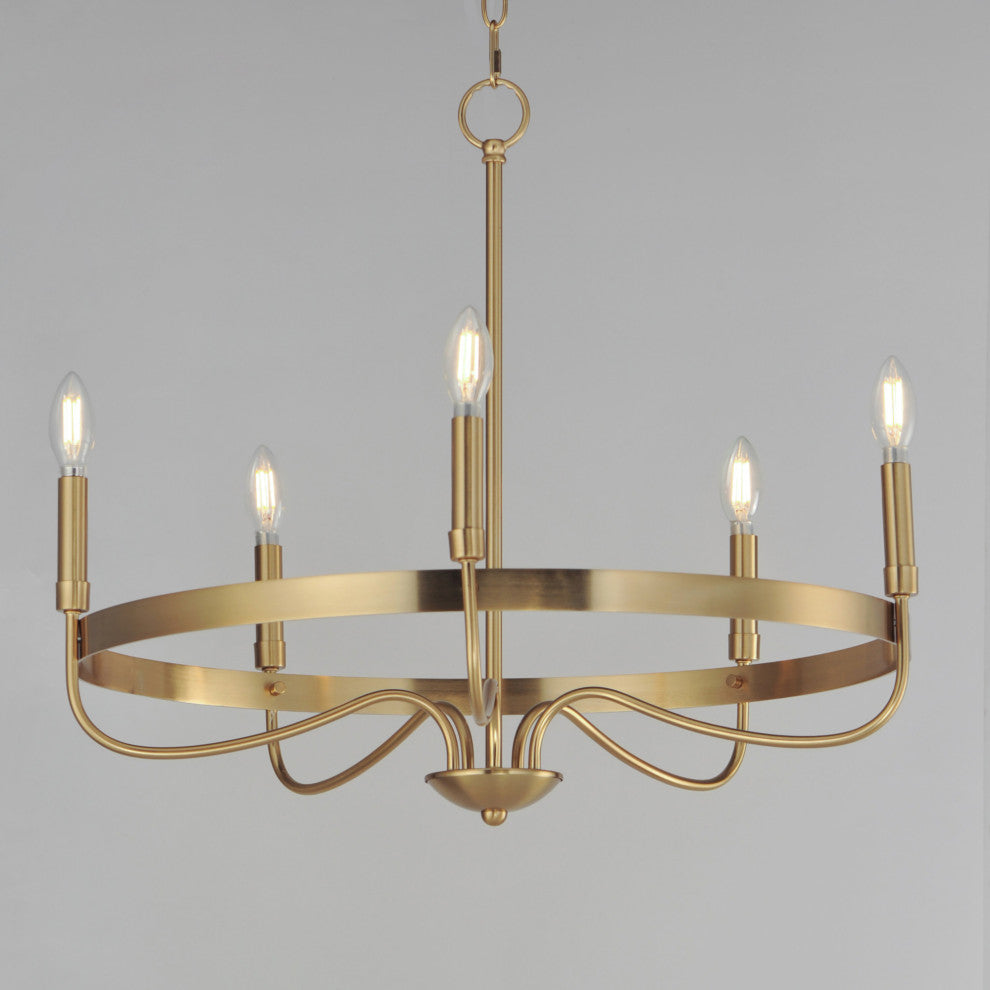 Maxim 14495 Frankie 5 Light 26"W Taper Candle Style Chandelier - Satin Nickel