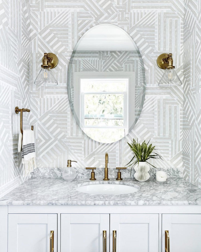 Frameless Oval Beveled Mirror