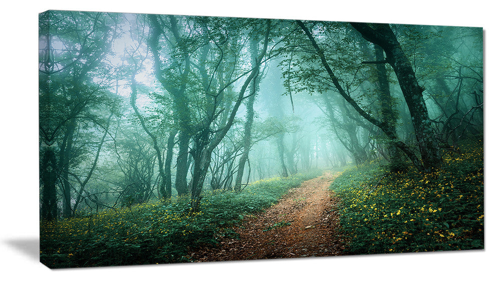 "Light Green Mystical Fall Forest" Photograph Print, 40"x20"