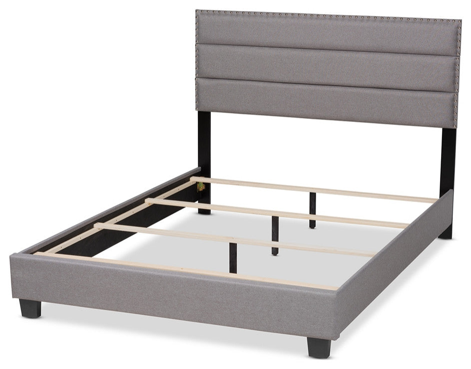 Modern Grey Fabric Upholstered King Size Bed
