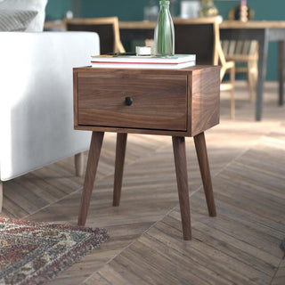 Hatfield One Drawer Wood Nightstand, Side Accent or End Table-Dark Walnut