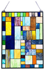 YVONNE Tiffany-Style Geometric Stained Glass Window Panel, 24"